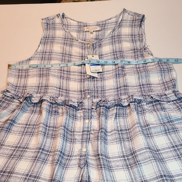 Max Studio London Womens Sleeveless Plaid Button-Up Top XL NWT - Picture 7 of 9